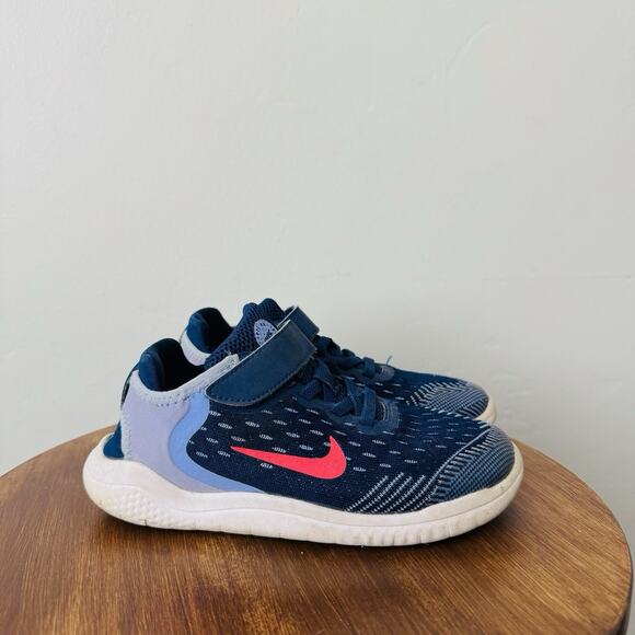 Nike Kids Free Run Blue Adjustable Strap Sneakers Boys Size 13 - Picture 4 of 9